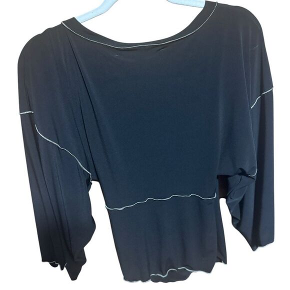 Max Studio Black  shirt blouse Stretchy long sleeves Cross over Size‎ S - Picture 7 of 10